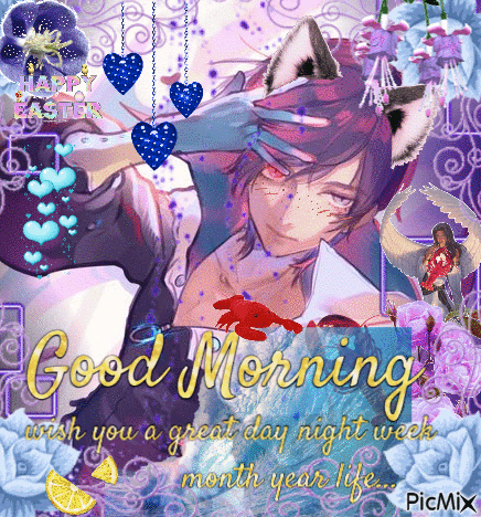 A Picture Of A Man With Cat Ears Wishing You A Great Day GIF