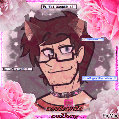 A Picture Of A Man With Catboy Rights Written On The Bottom GIF