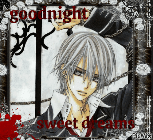 A Picture Of A Man With Chains And The Words Goodnight Sweet Dreams On It GIF