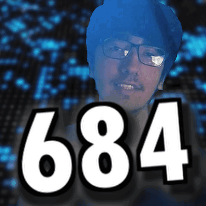 A Picture Of A Man With Glasses And The Number 684 GIF