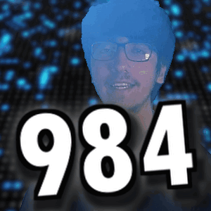 A Picture Of A Man With Glasses And The Number 984 Behind Him GIF