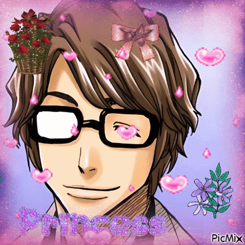 A Picture Of A Man With Glasses And The Word Princess On The Bottom Right GIF