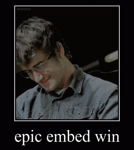 A Picture Of A Man With Glasses And The Words Epic Embed Win On The Bottom GIF