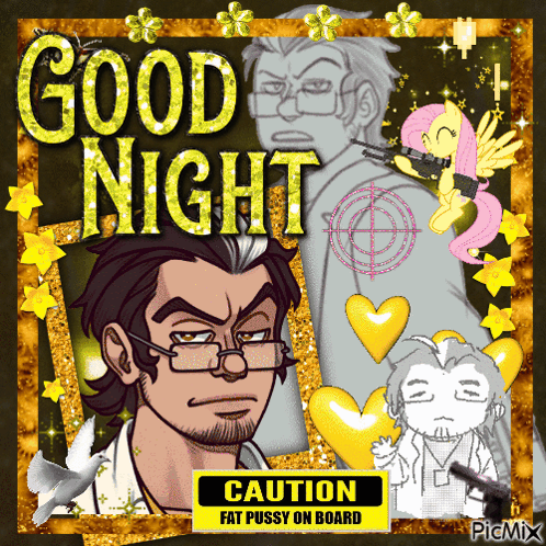 A Picture Of A Man With Glasses And The Words Good Night GIF