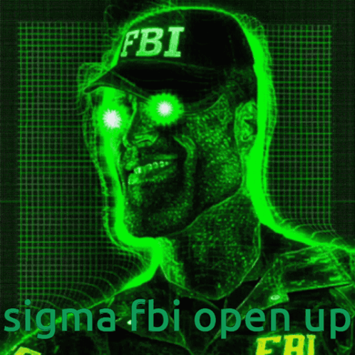 A Picture Of A Man With Glowing Eyes And A Fbi Hat GIF