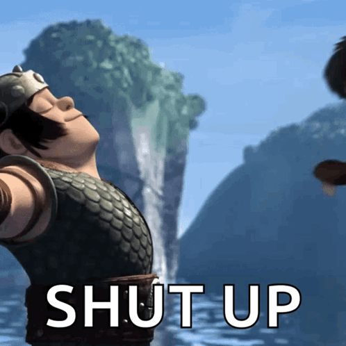 A Picture Of A Man With His Eyes Closed And The Words Shut Up On The Bottom GIF