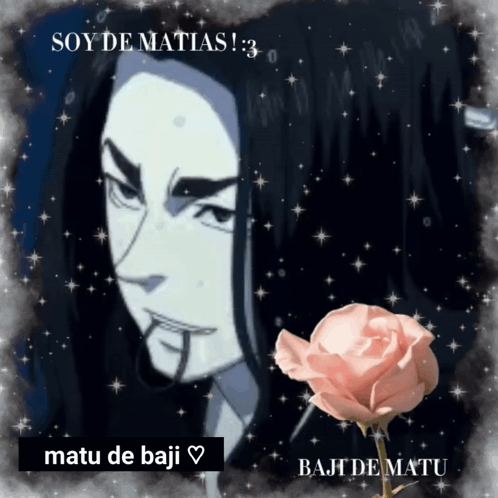 A Picture Of A Man With Long Hair And The Words Soy De Matias ! GIF