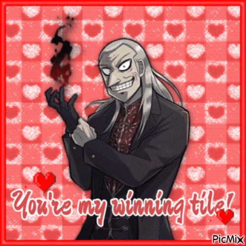 A Picture Of A Man With Long Hair And The Words " You 'Re My Winning Title " GIF