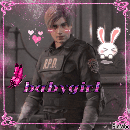 A Picture Of A Man With R.p.d. Written On His Jacket GIF