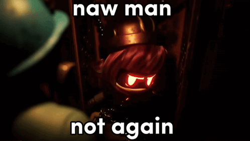 A Picture Of A Man With Red Eyes And The Words " Now Man Not Again " On The Bottom GIF