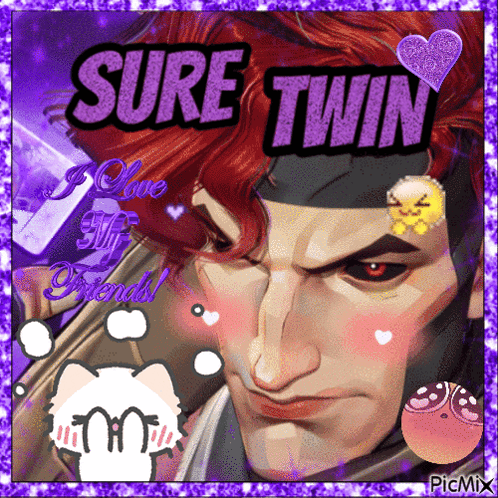 A Picture Of A Man With Red Hair And The Words Sure Twin Above Him GIF