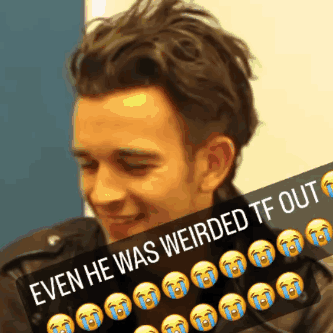 A Picture Of A Man With The Caption " Even He Was Weirded Tf Out " On It GIF