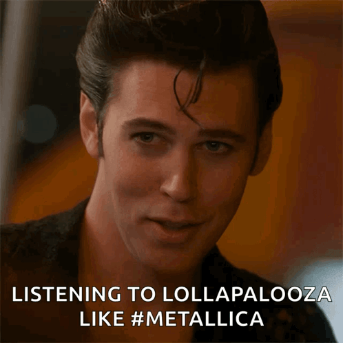 A Picture Of A Man With The Caption Listening To Lollapalooza Like #Metallica GIF
