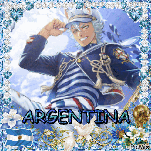 A Picture Of A Man With The Word Argentina In The Corner GIF