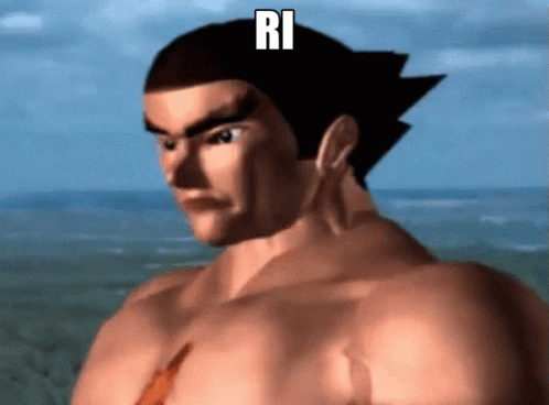 A Picture Of A Man With The Word Ri On His Head GIF