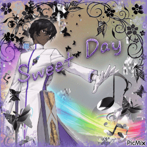 A Picture Of A Man With The Word Sweet Day Written On It GIF