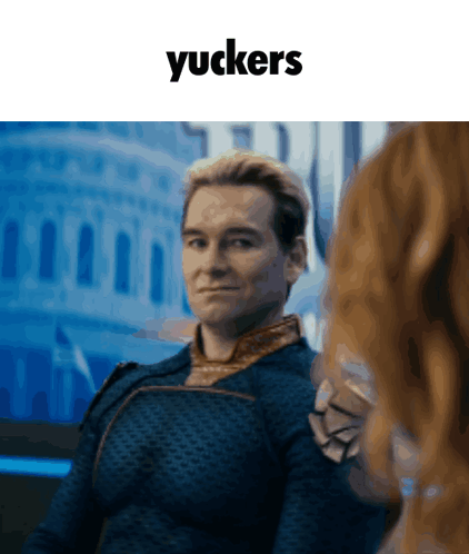 A Picture Of A Man With The Word Yuckers On The Top GIF