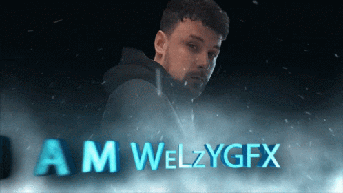 A Picture Of A Man With The Words " Am Welzygfx " Below Him GIF