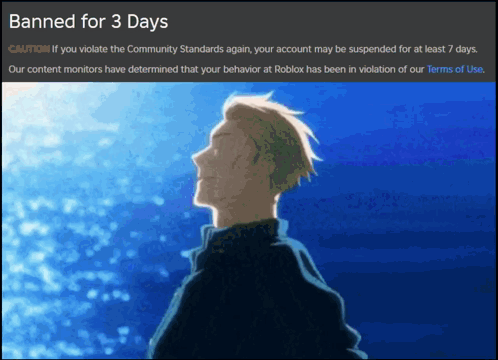 A Picture Of A Man With The Words Banned For 3 Days On The Bottom GIF