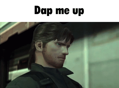 A Picture Of A Man With The Words " Dap Me Up " On The Top GIF