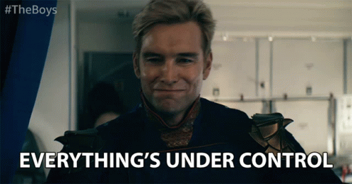 A Picture Of A Man With The Words Everything 'S Under Control Below Him GIF