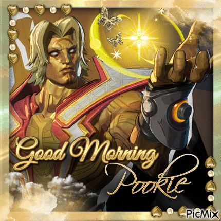 A Picture Of A Man With The Words " Good Morning Pookie " On It GIF