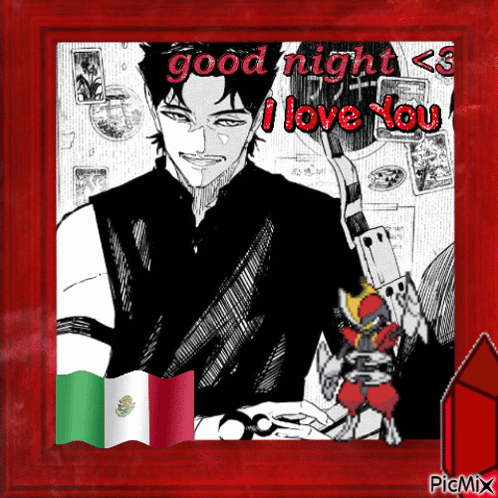 A Picture Of A Man With The Words " Good Night < 3 I Love You " On It GIF