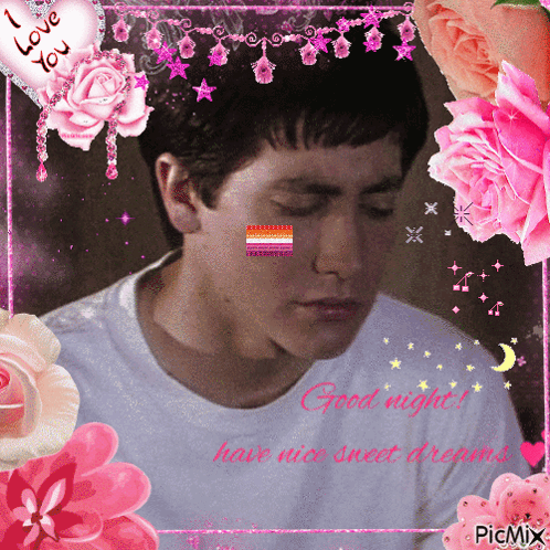 A Picture Of A Man With The Words Good Night Have Nice Sweet Dreams On The Bottom GIF