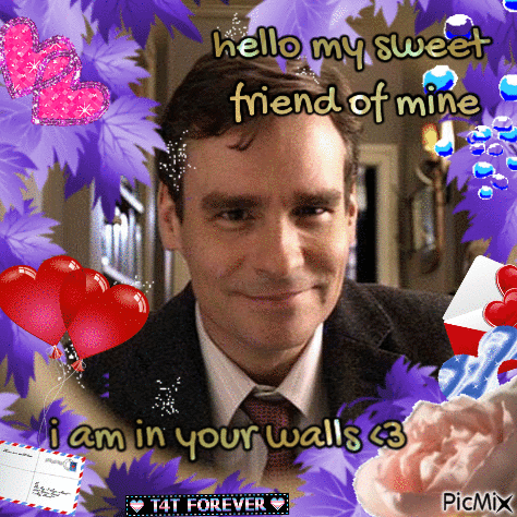 A Picture Of A Man With The Words Hello My Sweet Friend Of Mine Written On It GIF