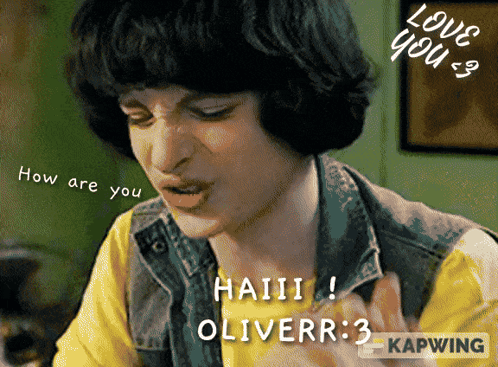 A Picture Of A Man With The Words How Are You Haiii Oliverr 3 On The Bottom GIF