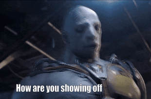 A Picture Of A Man With The Words How Are You Showing Off On It GIF