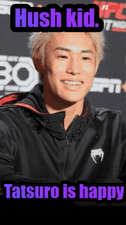 A Picture Of A Man With The Words Hush Kid Written On It GIF