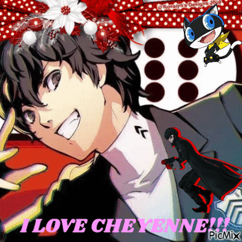 A Picture Of A Man With The Words " I Love Cheyenne " On The Bottom GIF