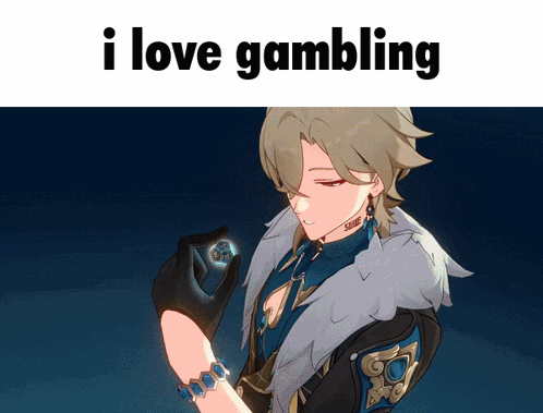 a picture of a man with the words i love gambling