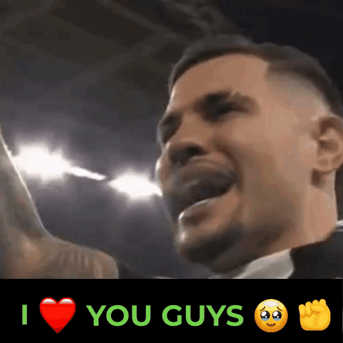 A Picture Of A Man With The Words " I Love You Guys " On The Bottom GIF
