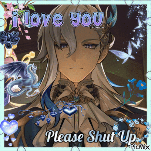 A Picture Of A Man With The Words I Love You Please Shut Up On It GIF