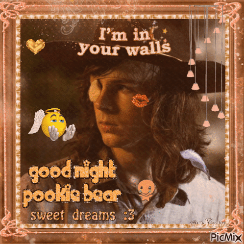 A Picture Of A Man With The Words I 'M In Your Walls On It GIF