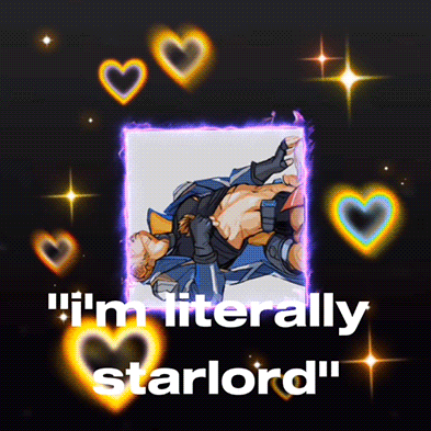 A Picture Of A Man With The Words " I 'M Literally Starlord " GIF