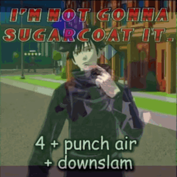 A Picture Of A Man With The Words " I 'M Not Gonna Sugarcoat It " Above Him GIF