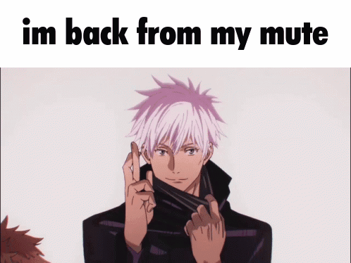 A Picture Of A Man With The Words Im Back From My Mute On The Bottom GIF