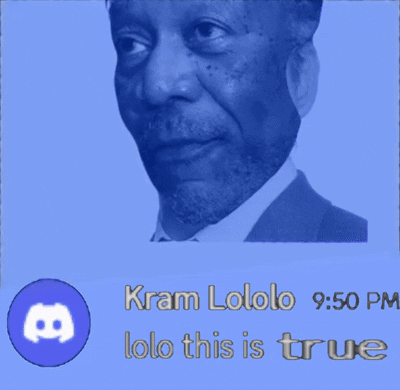 A Picture Of A Man With The Words Kram Lololo Lolo This Is True Written Below It GIF