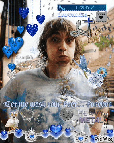 A Picture Of A Man With The Words Let Me Wash Your Feet Forever Heavy Metal GIF