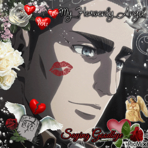 A Picture Of A Man With The Words Love My Heavenly Angel Saying Goodbye At The Bottom GIF