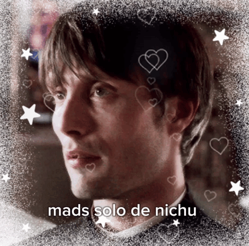 A Picture Of A Man With The Words Mads Solo De Nichu On The Bottom GIF
