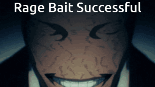 A Picture Of A Man With The Words Rage Bait Successful GIF