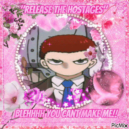 A Picture Of A Man With The Words " Release The Hostages " GIF