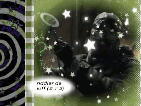 A Picture Of A Man With The Words Riddler De Jeff Written On It GIF
