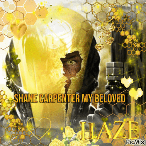A Picture Of A Man With The Words Shane Carpenter My Beloved Haze At The Bottom GIF