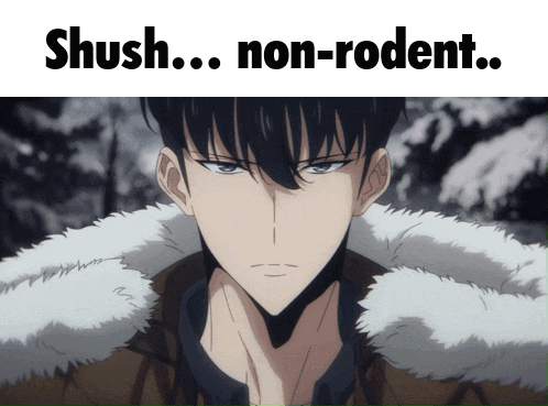 a picture of a man with the words shush non rodent