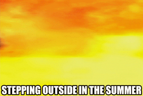 a picture of a man with the words stepping outside in the summer below him